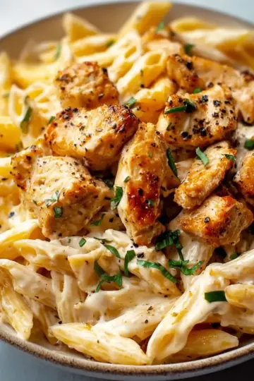 Garlic Butter Chicken Bites with Creamy Pasta