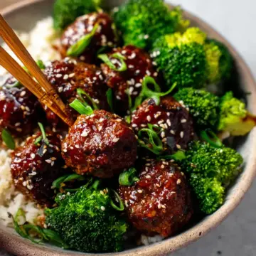 Sticky Mongolian Meatballs and Broccoli (Easy!!)