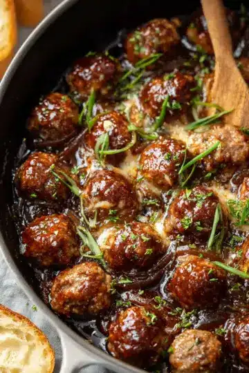 French Onion Meatballs (One Skillet Recipe)