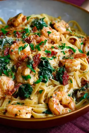 Tuscan Shrimp Pasta with Sundried Tomatoes