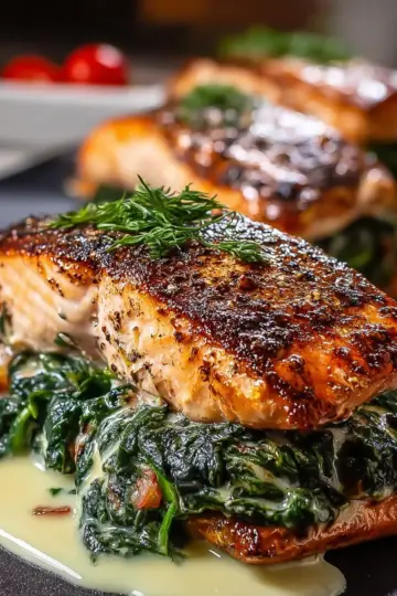 Blackened Spinach Stuffed Salmon