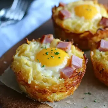 Hash Brown Ham and Cheese Egg Cups