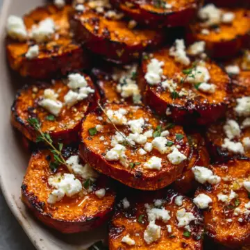 Roasted Sweet Potato Rounds with Honey & Feta