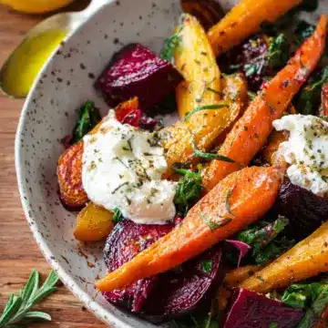 Roasted Beets and Carrots Salad with Burrata