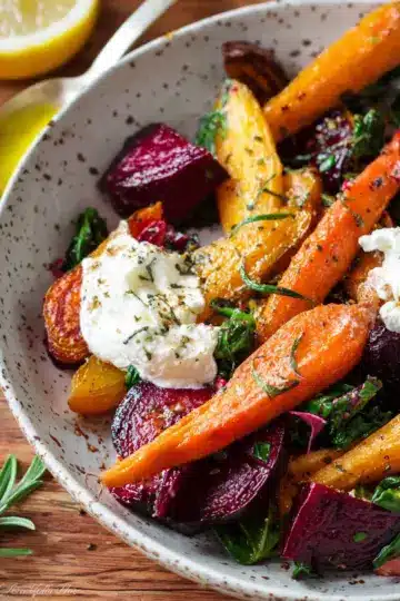 Roasted Beets and Carrots Salad with Burrata