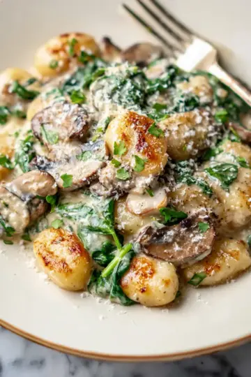 Creamy Mushroom and Spinach Gnocchi