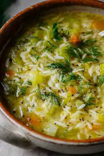 Orzo, Leek and Dill Soup