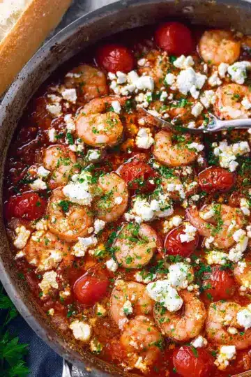 Greek Shrimp with Tomatoes and Feta (Garides Saganaki)