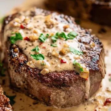 Beef Tenderloin with Pepper Cream Sauce