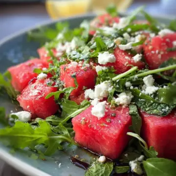 Arugula Watermelon Feta Salad with Your Favorite Fresh Herbs