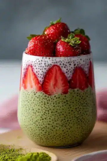 Strawberry Matcha Chia Pudding