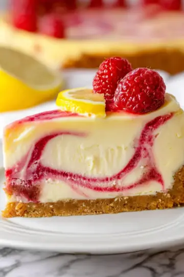 Lemon Raspberry Swirl Cheesecake