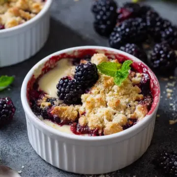 Apple and Blackberry Crumble with Vanilla Custard