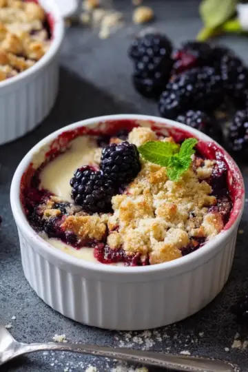Apple and Blackberry Crumble with Vanilla Custard