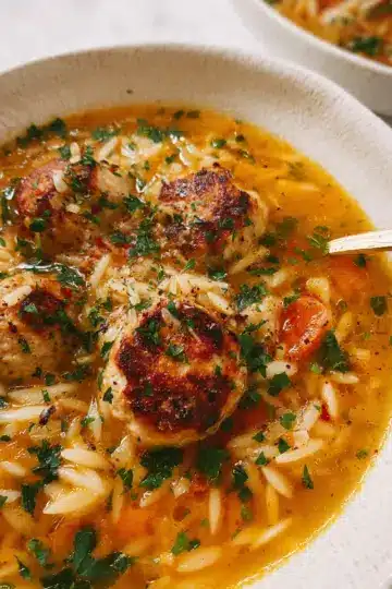 Chicken Meatball Orzo Soup