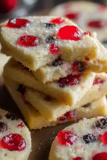Christmas Maraschino Cherry Shortbread Cookies