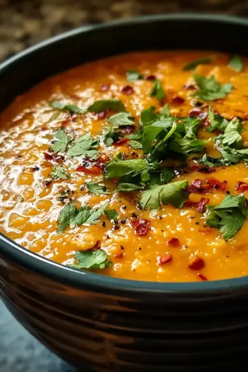 Easy Spiced Red Lentil Coconut Soup