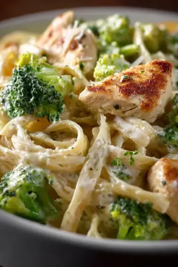 Creamy Chicken Alfredo with Broccoli and Fettuccine