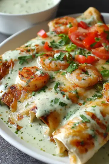 Delicious Roasted Shrimp Enchiladas with Jalapeño Cream Sauce