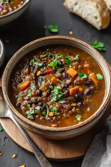 Protein Packed Black Bean and Lentil Soup