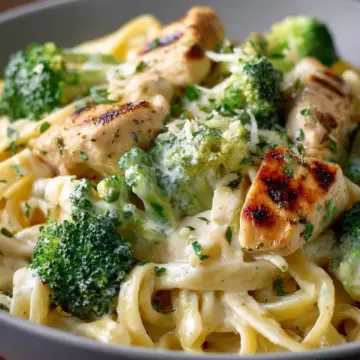 Creamy Chicken Broccoli Alfredo Pasta Bowl Recipe