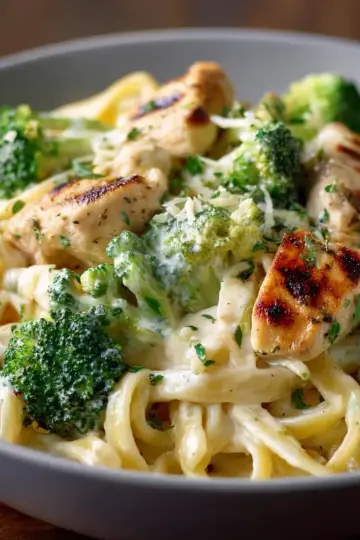 Creamy Chicken Broccoli Alfredo Pasta Bowl Recipe