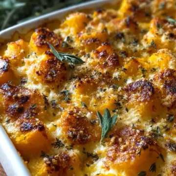 Amazing Garlic Herb Butternut Squash Casserole