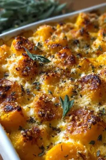 Amazing Garlic Herb Butternut Squash Casserole