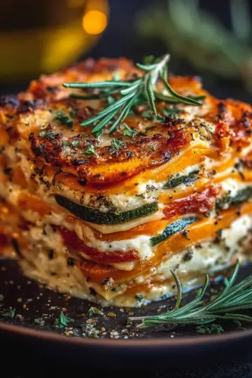 Layered Sweet Potato Butternut Squash Carrot Lasagna
