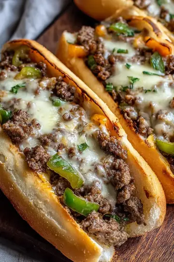 Ground Beef Philly Cheesesteaks