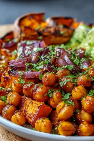 Vegan BBQ Chickpea Sweet Potatoes