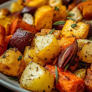 Easy Honey Mustard Roasted Root Vegetables
