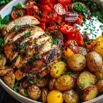 Healthy Grilled Chicken Bowls with Crispy Potatoes
