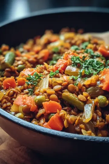 Easy One-Pot Lentil Veggie Pilaf Recipe Packed with Flavor