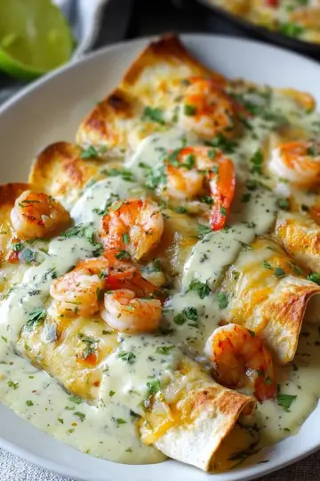Delicious Roasted Shrimp Enchiladas with Jalapeño Cream Sauce