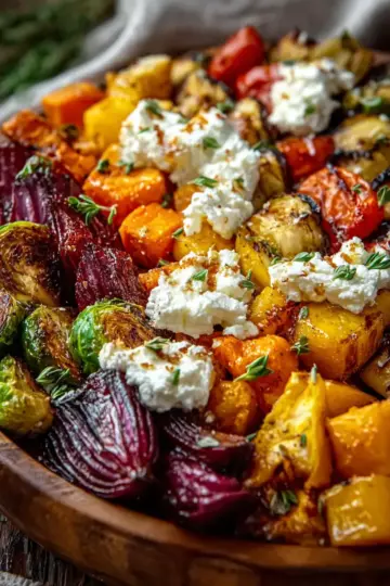 Roasted Vegetable Medley with Whipped Feta and Hot Honey