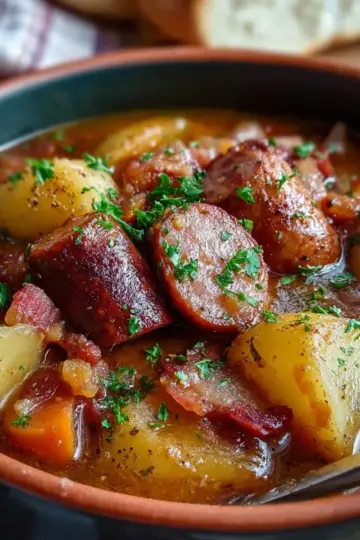 Easy Dublin Coddle Sausage and Bacon Stew