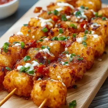 Irresistible Loaded Tater Tot Skewers
