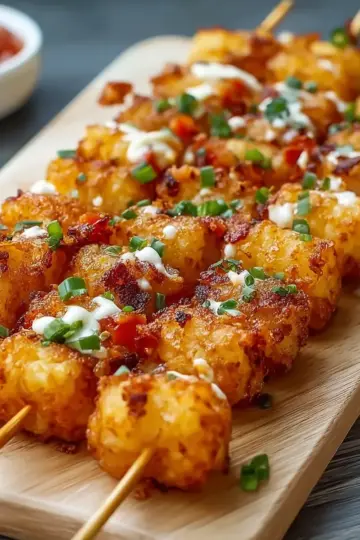 Irresistible Loaded Tater Tot Skewers