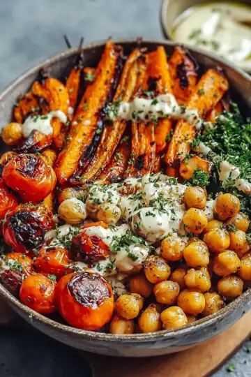 One-Pan Roasted Carrot and Chickpea Bowl